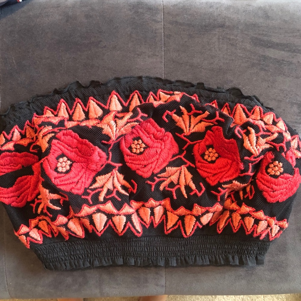 Free People Embroidered Crop Top